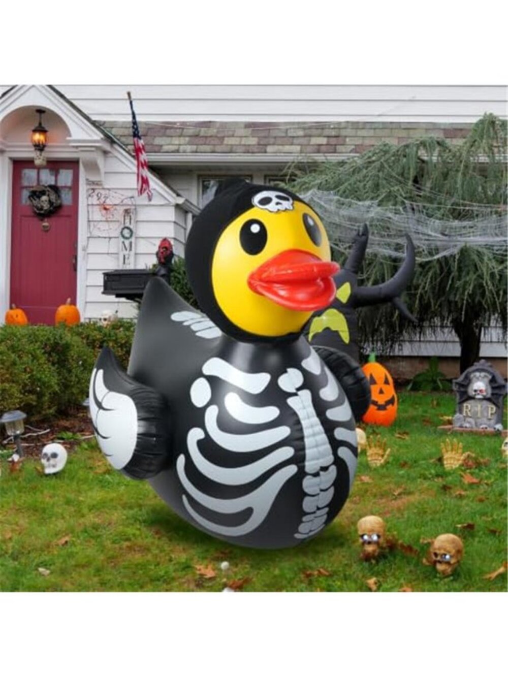1Pcs 4.6 Feet Halloween Giant Inflatable Duck Outdoor Decorations,Huge Blow Up